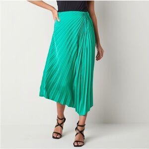 Worthington Womens Mid Rise Midi Pleated Green Skirt XXL